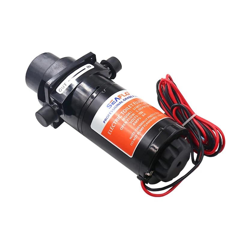 12V Horizontal Toilet Mashing Sewage Flushing Pump Equipped with Electric Flushing Pump Flexible Impeller Open Flow 18.9LPM