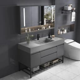 Light Luxury Solid Wood Bathroom Cabinet Rock Integrated Hands Face Washbasin Intelligent Mirror Cabinet Floor Standing
