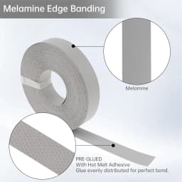 15m Gray Hot Melt Adhesive Melamine Edge Banding for Plywood Table / Cabinet / Furniture, Pre-glued Veneer Edging