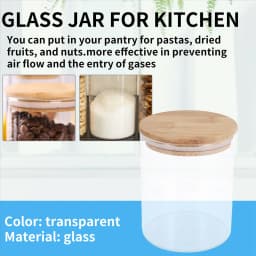 A11I Glass Food Storage Containers with Lids Large Glass Food Storage Jars for Coffee Bar Tea Sugar (27 FL OZ)