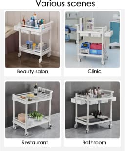 Barbershop Trolley with Wheels Multi-Layer Storage Rack High Load Capacity Durable 360°Rolling Workbench for Salon Spa Tattoo