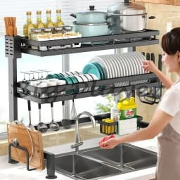 Kitchen Sink Shelf Countertop Dish Storage Rack Multifunctional Dishwasher Sink Dish Rack Drain Rack Household Storage Kitchen
