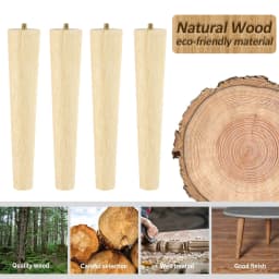 4 Pack Furniture Legs Wooden Solid Furniture Feet Oblique/Straight Table Feet Home Non-slip Chair Replacement Feet Sloping Foot