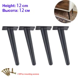 4Pcs Furniture Table Legs Load 800KG Metal Tapered Sofa Cupboard Cabinet Leg Feet H:10/12/15/20/25/30/35CM With Mounting Screws