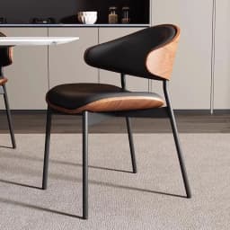 Leather Dining Chairs Set of 2 or1,Mid Century Modern Chair, Upholstered Kitchen Dining Room ChairsBlack WalnutBendwood.