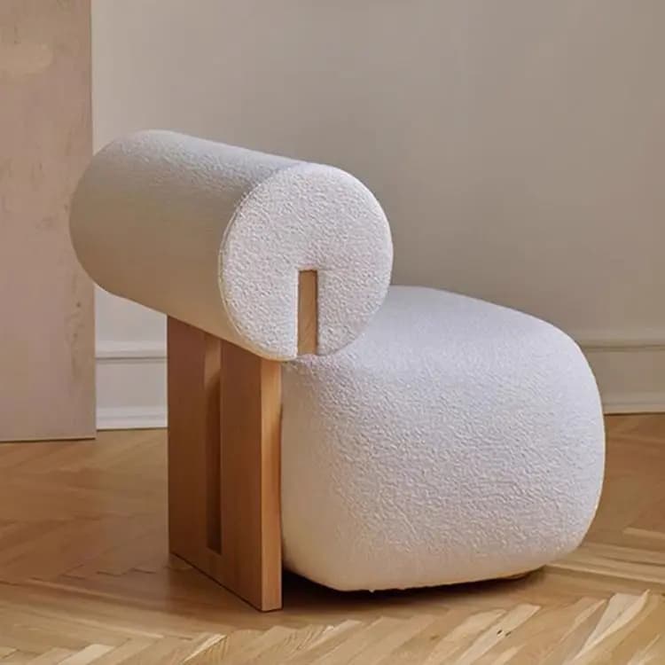 Nordic, Solid Wood, Sofa Chair, Modern, Light Luxury, Cream Style, Living Room, Lazy, Chair, Leisure Chair
