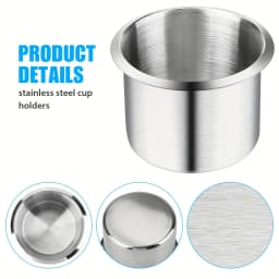 1/2Pcs Universal Stainless Steel Cup Drink Holder Silver for Car Center Console Marine Boat RV Camper Car Inserts Couch