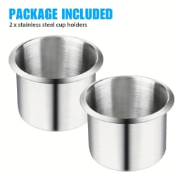 1/2Pcs Universal Stainless Steel Cup Drink Holder Silver for Car Center Console Marine Boat RV Camper Car Inserts Couch