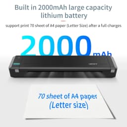 HPRT MT800 A4 Portable Thermal Transfer Printer 300DPI Wireless&USB Connect Mobile Computer for Office School with Ribbon Roll B
