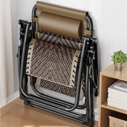 Relaxing Folding Adjustable Backrest Recliner - Patio Nap Furniture Elderly Cooling Rattan Design Outdoor Senior Rest Chair