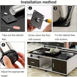 4pcs Stainless Steel Furniture Legs Metal Adjustable Round Metal Furniture Replacement Corner Feets Duty Table Leg Extenders
