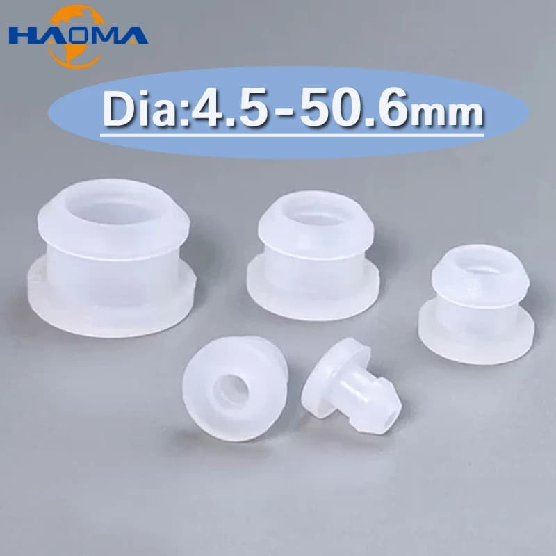 4.5mm-50.6mm Transparent Hole Plug Round Silicone Rubber Snap-on Grommet Hole Plugs End Caps Bung Wire Cable Protect Bush