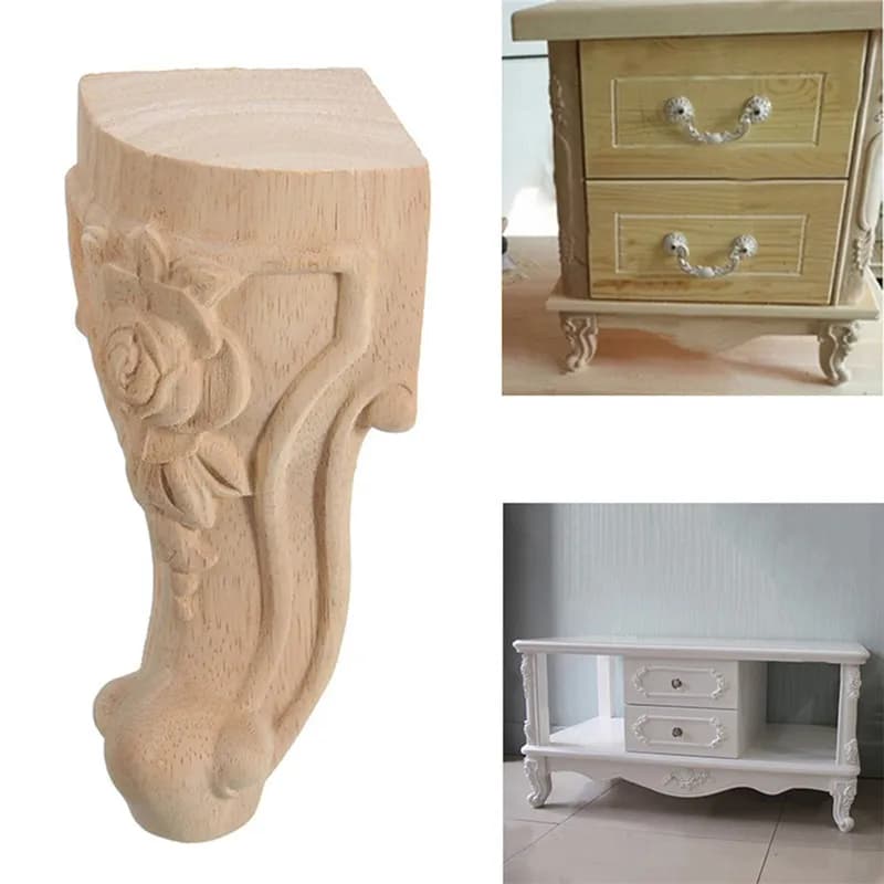 1/4/8PCS European Style Solid Wood Carved Furniture Foot Legs TV Cabinet Seat Feets Vintage Home Decor Decoration Accessories