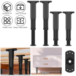 4PCS Bed Beam Support Foot Adjustable 7.8-15inch Furniture Heightening Bracket Frame Center Slats Support Leg