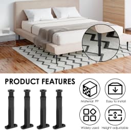 4PCS Bed Beam Support Foot Adjustable 7.8-15inch Furniture Heightening Bracket Frame Center Slats Support Leg