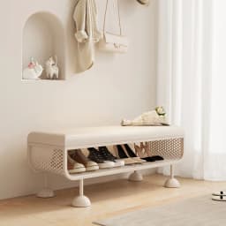 Iron Entryway Shoe Bench with Storage Sturdy Shoe Rack Convertible Seat Shoe Organizer Creative Large Capacity Boot Shelf