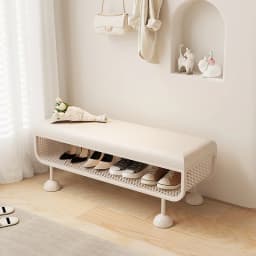 Iron Entryway Shoe Bench with Storage Sturdy Shoe Rack Convertible Seat Shoe Organizer Creative Large Capacity Boot Shelf