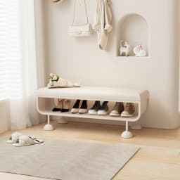 Iron Entryway Shoe Bench with Storage Sturdy Shoe Rack Convertible Seat Shoe Organizer Creative Large Capacity Boot Shelf