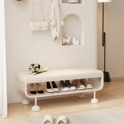 Iron Entryway Shoe Bench with Storage Sturdy Shoe Rack Convertible Seat Shoe Organizer Creative Large Capacity Boot Shelf