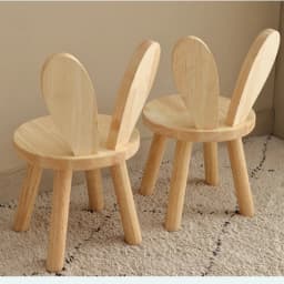 Solid Wood Stool Household Shoe-Changing Stool Children's Backrest Small Chair Wooden Stools Rabbit Ear Small Low Stool New