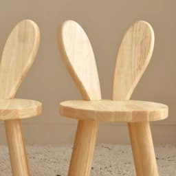 Solid Wood Stool Household Shoe-Changing Stool Children's Backrest Small Chair Wooden Stools Rabbit Ear Small Low Stool New