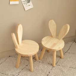Solid Wood Stool Household Shoe-Changing Stool Children's Backrest Small Chair Wooden Stools Rabbit Ear Small Low Stool New
