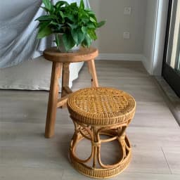 Rattan Low Stool Living Room Small Apartment Round chair Ottomans Designer Balcony garden Changing Stool plant holder shelf