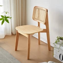 Ancient Rattan Dining Chair Home Dining Solid Wood Designer Advanced Black Wabi-Sabi Rattan Chair Hot New