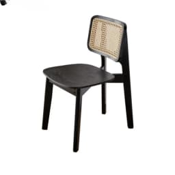 Ancient Rattan Dining Chair Home Dining Solid Wood Designer Advanced Black Wabi-Sabi Rattan Chair Hot New
