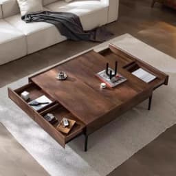 Modern Luxury Italian Coffee Table Living Room Walnut Color Design Living Room Side Table Drawer Storage Bedroom Furniture