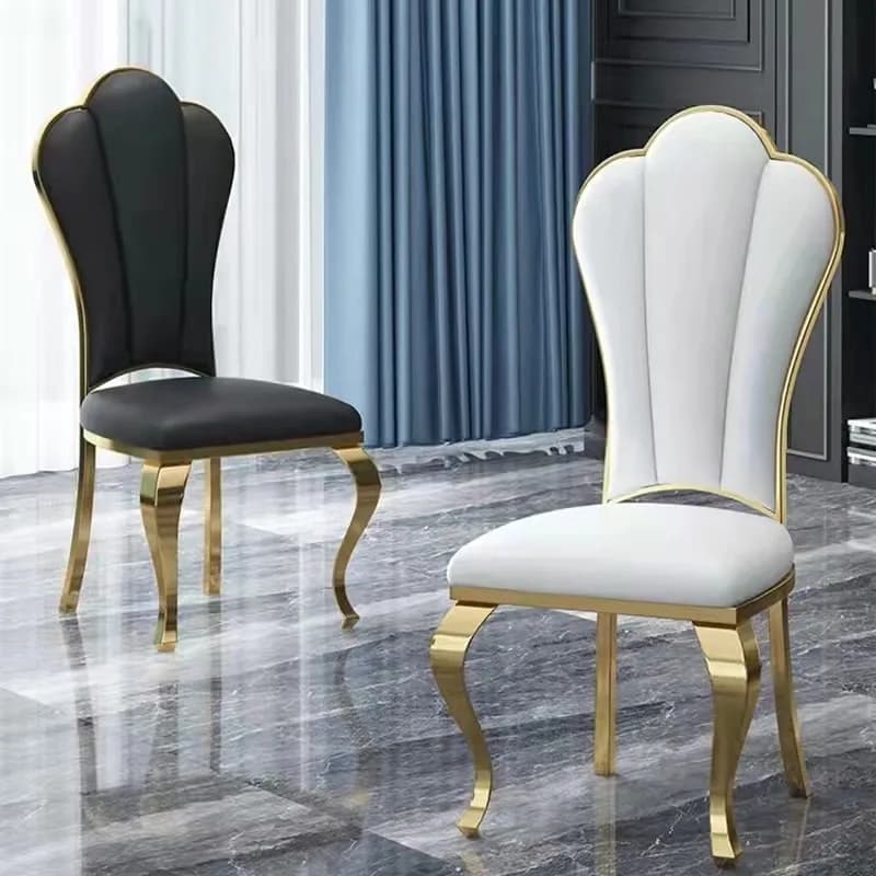 Creative Leather Dining Chairs Gold Legs Metal Apartment Fashion Living Room Chairs Waiting Relax Silla Plegable Household Items