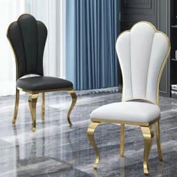 Creative Leather Dining Chairs Gold Legs Metal Apartment Fashion Living Room Chairs Waiting Relax Silla Plegable Household Items