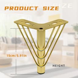 4 PCS Metal Furniture Legs, 15cm Height, Golden, Thickened Sofa Legs, TV Cabinet Legs, Coffee Table Replacement Legs
