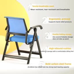 Comfortable Folding Office Chair Adjustable Backrest Desk Chair for Long Sitting Use for Study/ Meeting/ Gaming & Training