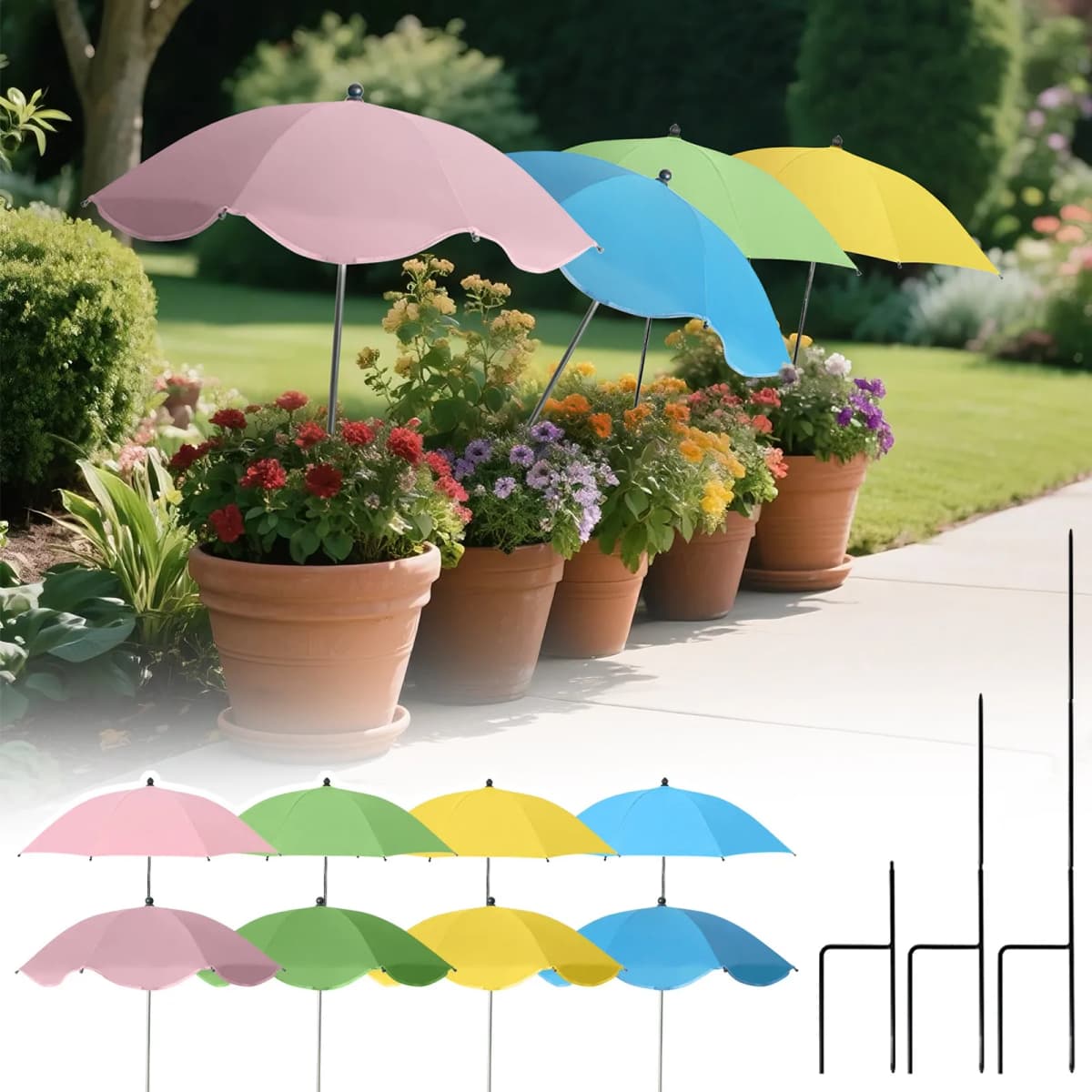 Plant Umbrella Height Adjustable With Stake Garden Shade Protect Plants From Sun For Potted Plants Flower Beds For Outdoor Plant