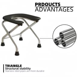1 Stainless Steel Commode Chair or 1 Commode Chair Cushion (Only the Cushion, No Chair), Can Support 300 Pounds, Easy to Store and Clean, Suitable for the Elderly and Pregnant Women, Can Be Used as a Bath Stool