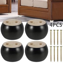 4Pcs Furniture Leg Solid Wood Round Shape Bun Feet 5cm Tall Replacement Sofa Legs for Couch Chair Coffee Table Cabinet Furniture