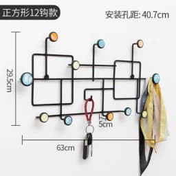 HQ IA01 Geometric Iron Art Wall Decoration Coat Key Hanger Hook Black Steel Golden Tips for Bar Cafe Home Living Room