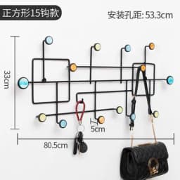 HQ IA01 Geometric Iron Art Wall Decoration Coat Key Hanger Hook Black Steel Golden Tips for Bar Cafe Home Living Room