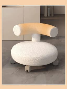 Small Household Pulley Low Stool with Wheels, Children's Chair, Backrest, Round, Living Room Bench, Shoe Stool