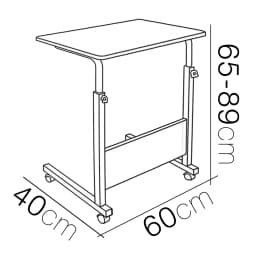 Accommodates textile-desk table with wheels to work and study. Multipurpose adjustable side table for bedroom, 40x60x65-89 cm.