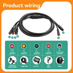 BAAU Electric Bicycle Cable 1TO5 Waterproof Cable Leads Wires for KT Controller Motor Throttle Brake Display