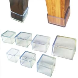 4pcs Silicone Chair Leg Socks Transparent Square Table Floor Feet Cover Protector Pads Furniture Pipe Hole Plugs Home Decor
