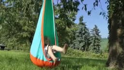 Kids Pod Swing Seat Cotton Canvas Child Hammock Chair with Air Cushion For Indoor And Outdoor Use, With Storage Bag, Inflator