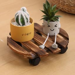 Heavy-Duty Flower Pot Mobile Base - Multifunctional Wooden Tray with Universal Wheels, Thickened Round/Square Design, Indoor Sto
