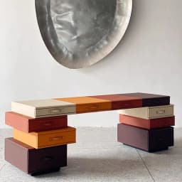 Creative modern solid wood computer desk with simple design Italian family study table with office leather bag