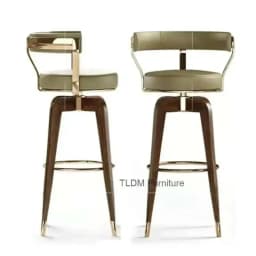 Chair Steel Luxury Stainless American Modern Bar Creative Chair for Kitchen Reception Bar Stool Solid Wood High Stools