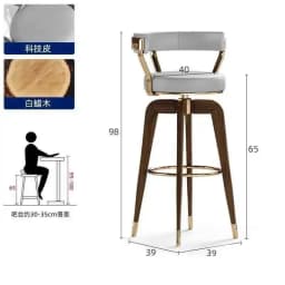 Chair Steel Luxury Stainless American Modern Bar Creative Chair for Kitchen Reception Bar Stool Solid Wood High Stools