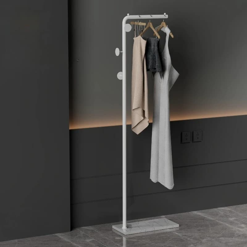 Modern Floor Standing Garment Rack with Marble Board Heavy-Duty Metal Clothing Hanger Organizer Durable Freestanding Coat Stand