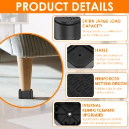 8/16Pcs Adjustable Furniture Feet Riser Stackable Chair Heightening Foot Pad Bed Raising Blocks for Table Desk Couch Chair Sofa